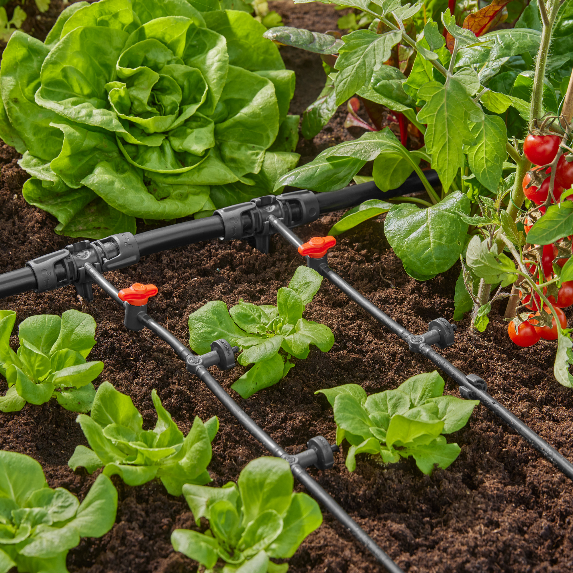 Micro-Drip Gardena Premiumpaket För Pallkrage med Vattenfördelare & Bevattningsdator