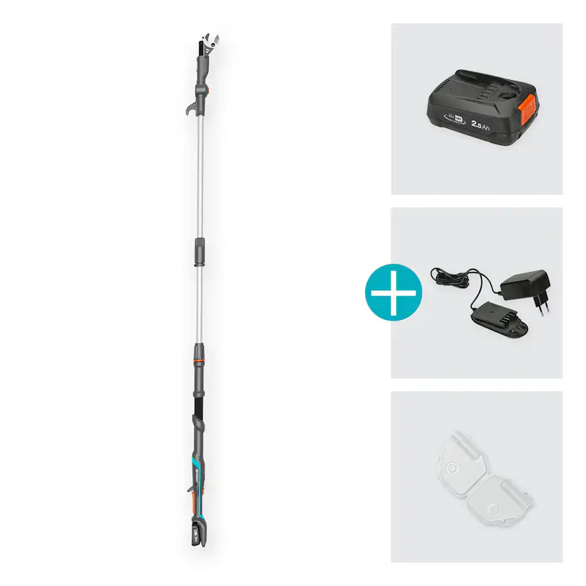 Teleskopisk Stångsax Gardena HighCut 250 Batteri P4A Komplett med Batteri och Laddare