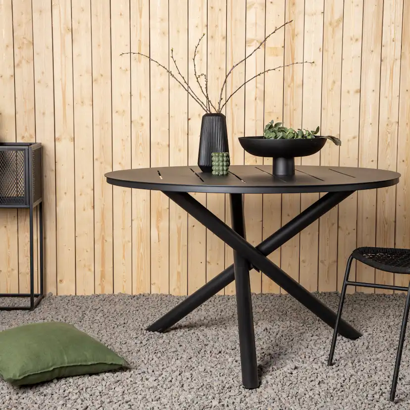 Alma Dining Table - Black Alu - ø120cm Svart