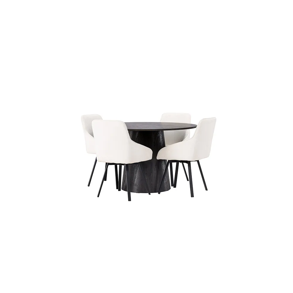 Matgrupp Venture Home Lanzo Ø120 cm med 4 st Rosie stolar