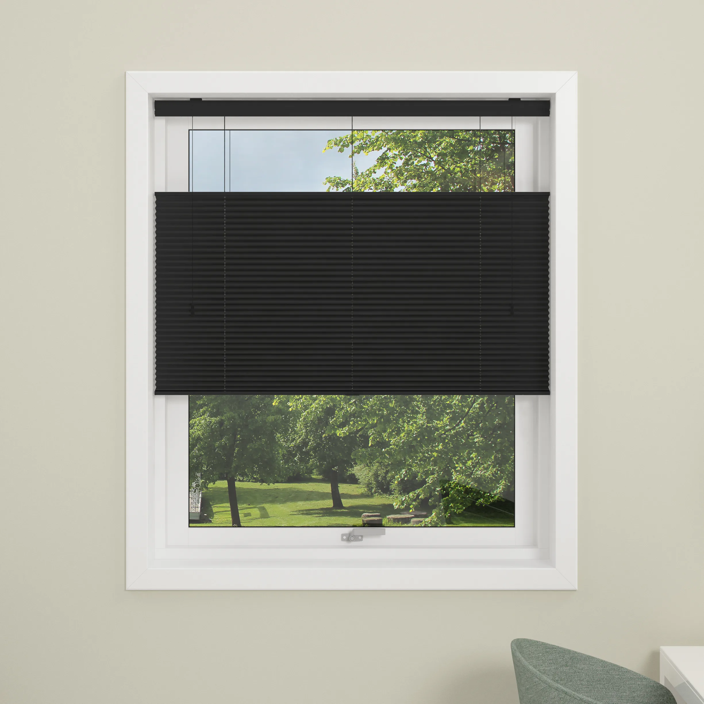 Plisségardin Touch Split svart 90x210 Bredd: 90 cm, Längd: 210 cm, Färg: Svart
