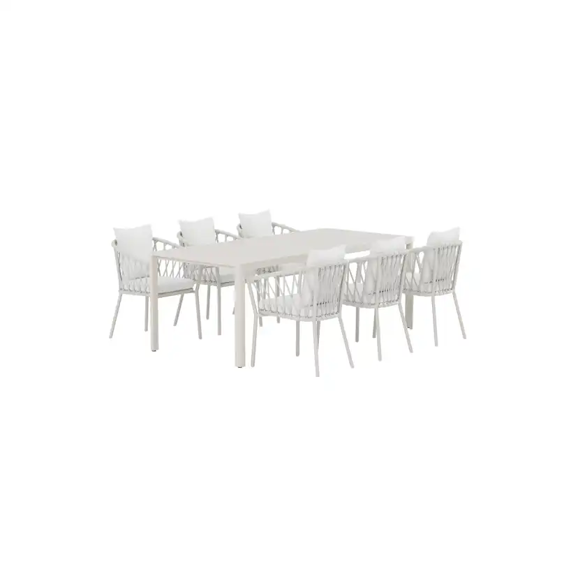 Matgrupp Utomhus Venture Home Giardini 90x200 cm med 6 st Linos Trädgårdsstolar