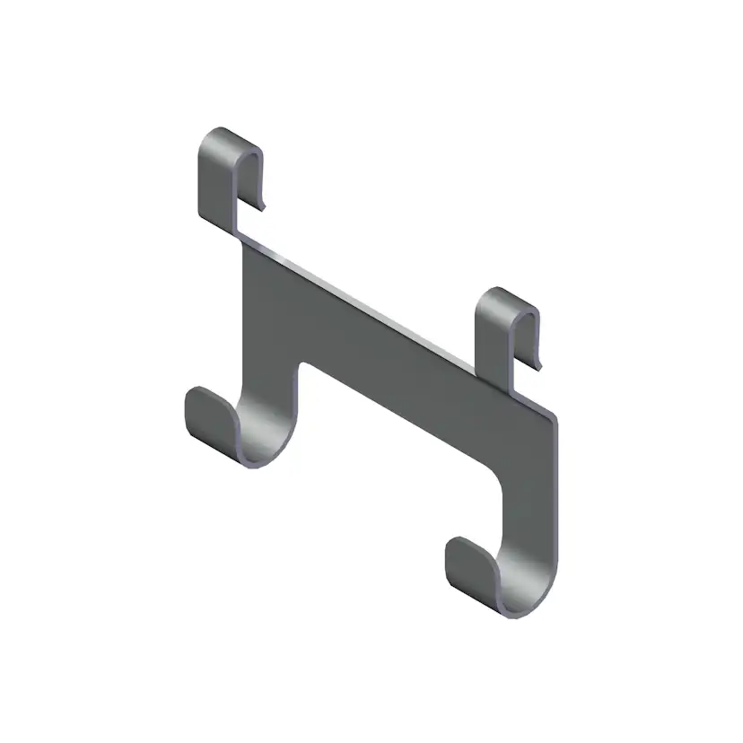 Dubbelkrok med klädstångsfäste, silver, 2-pack Silver