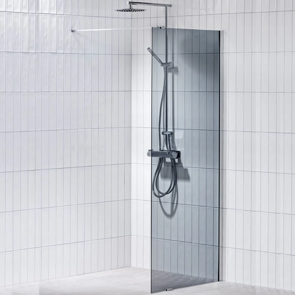 Duschvägg Alterna Lusso 807,5 mm Gråtonat Glas Bredd: 807,5 mm, Gråtonat Glas/Aluminium