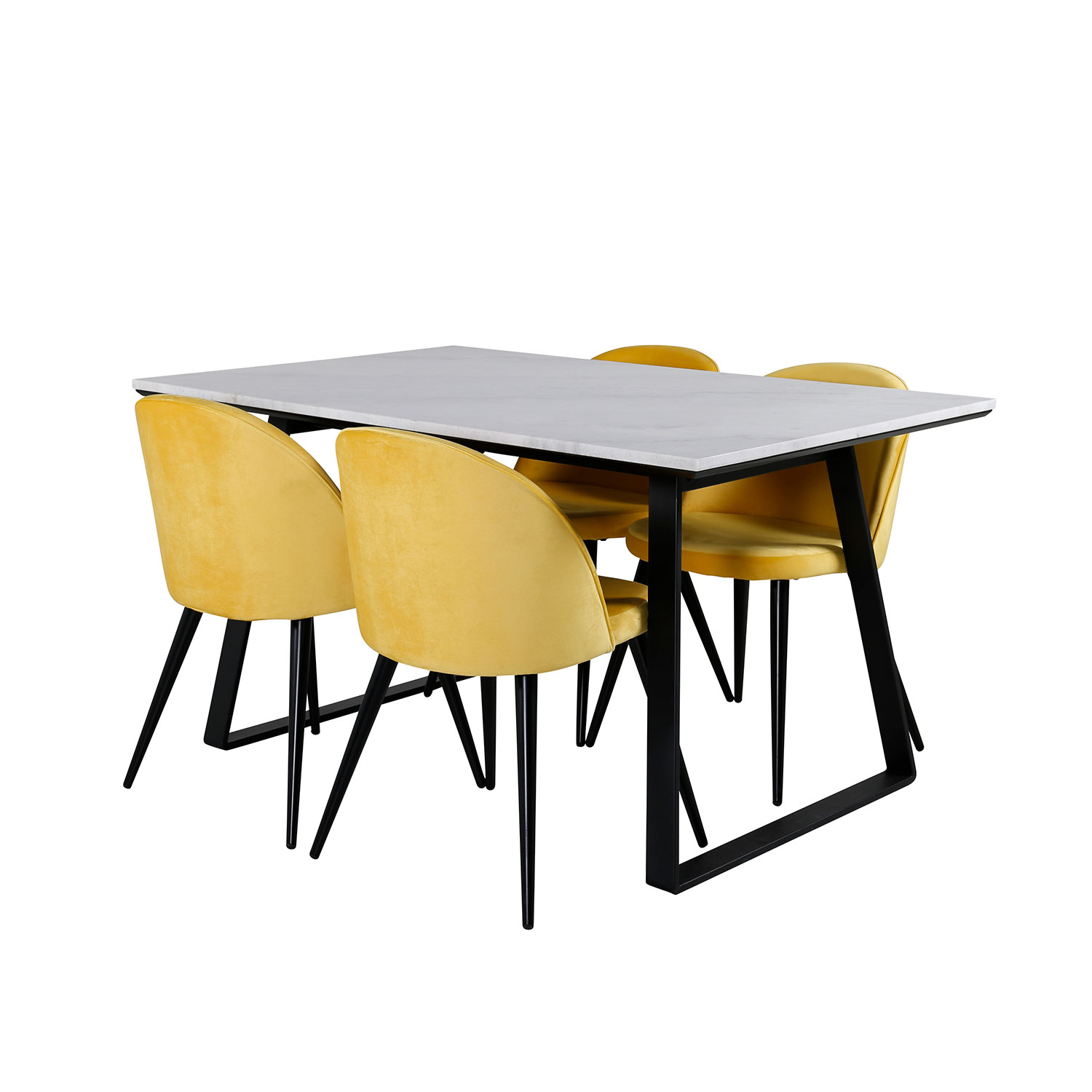 Matgrupp Venture Home Estelle med 4 Velvet stolar