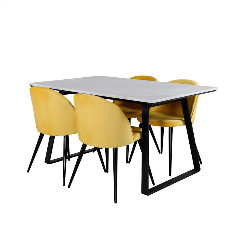 Matgrupp Venture Home Estelle med 4 Velvet stolar