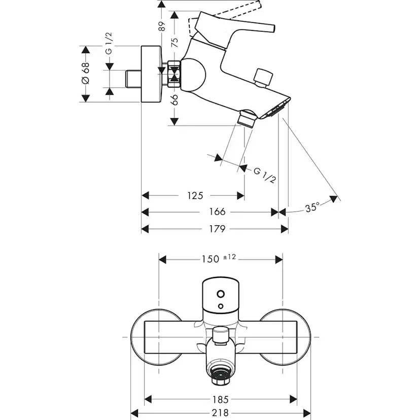 Badkarsblandare Hansgrohe Talis S