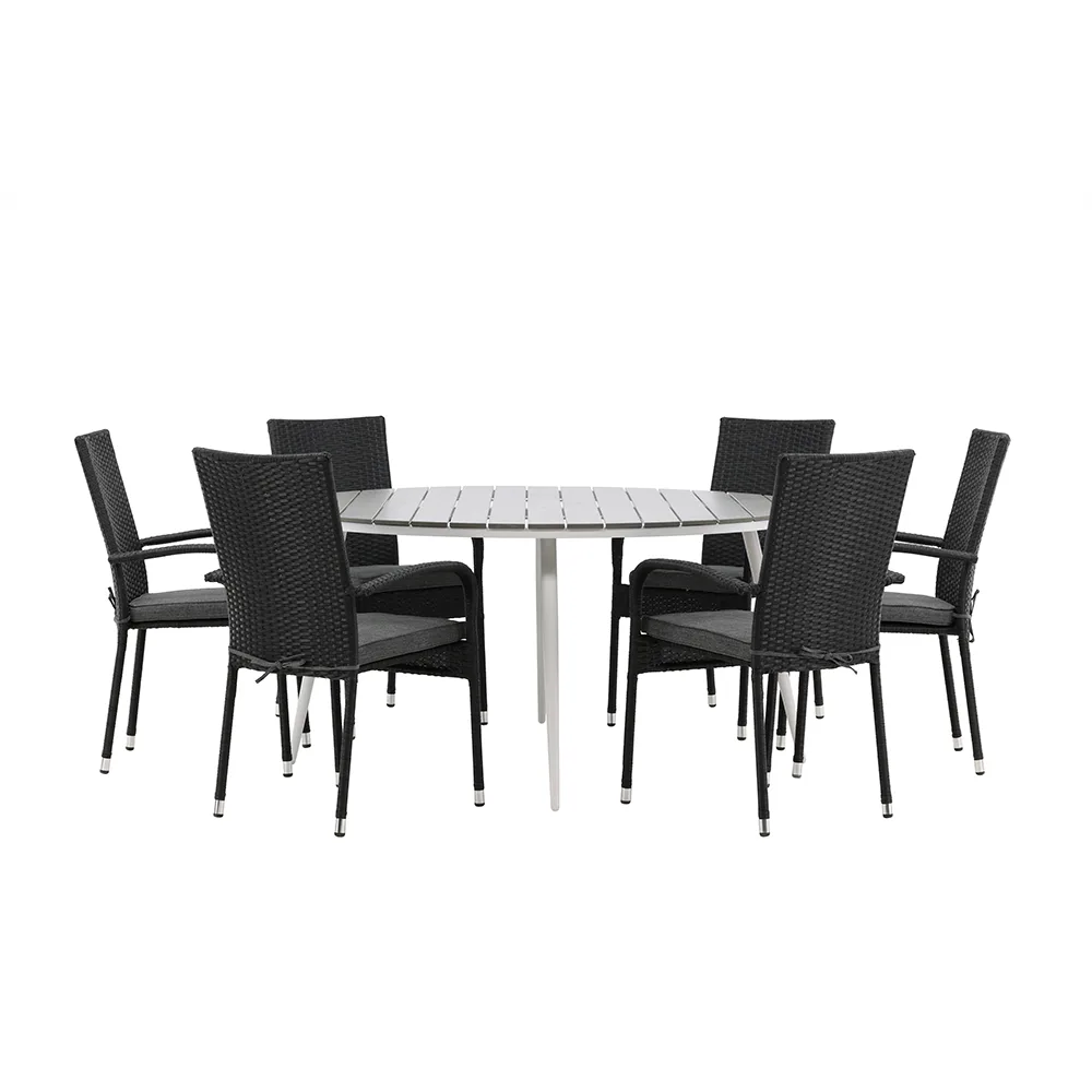 Matgrupp Utomhus Venture Home Break Ø150 cm med 6 Anna Trädgårdsstolar