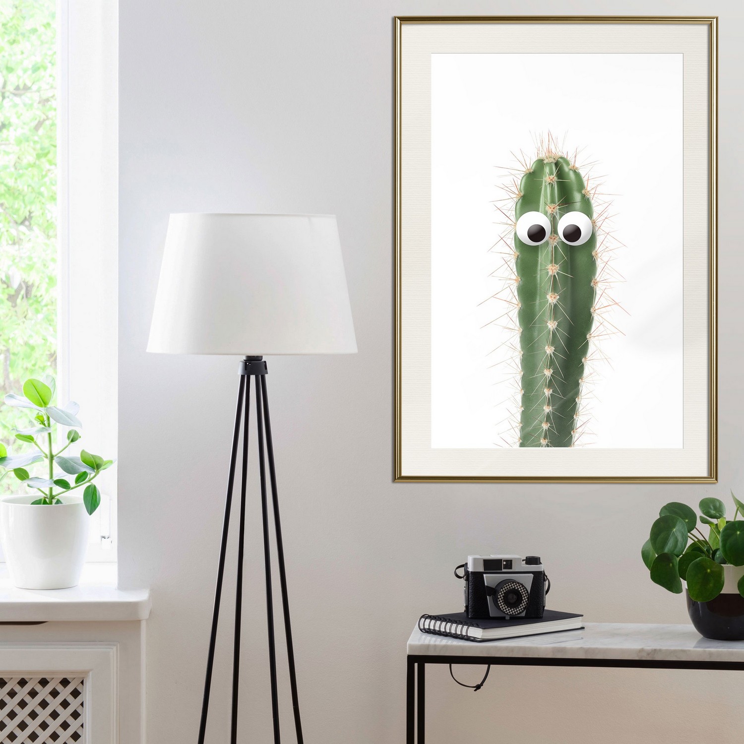 Affisch - Live Cactus [Poster] 40x60 Guld ram med passepartout, 40x60 cm