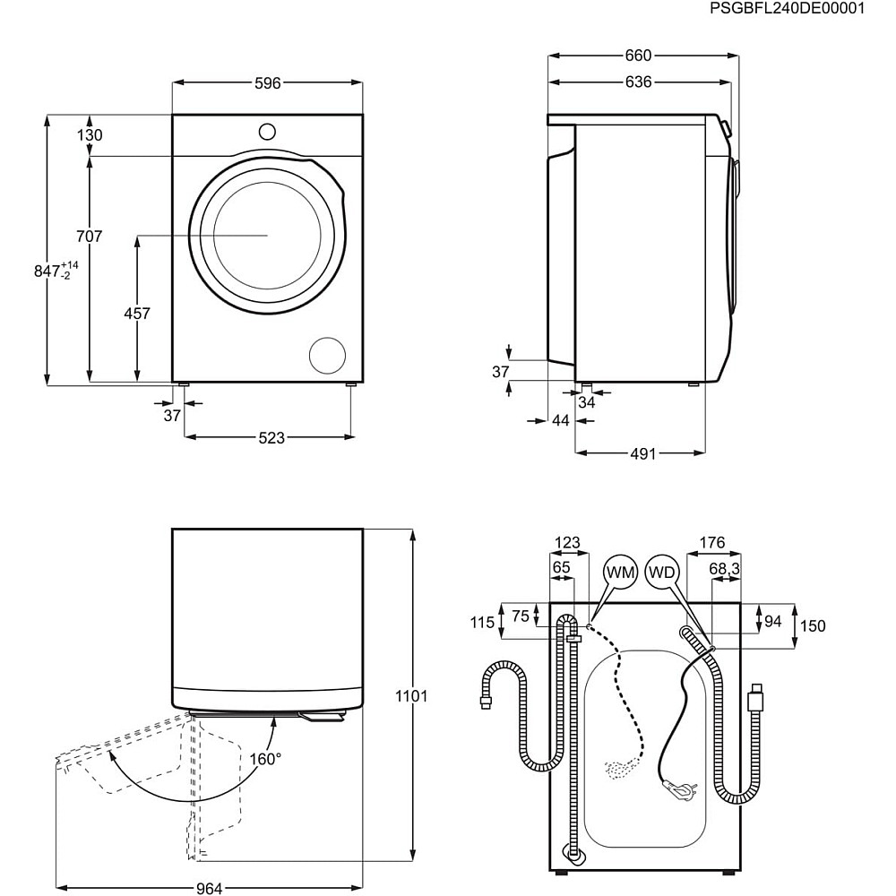 Tvättmaskin med Torktumlare AEG LWR732C96Q ProSteam® Vit