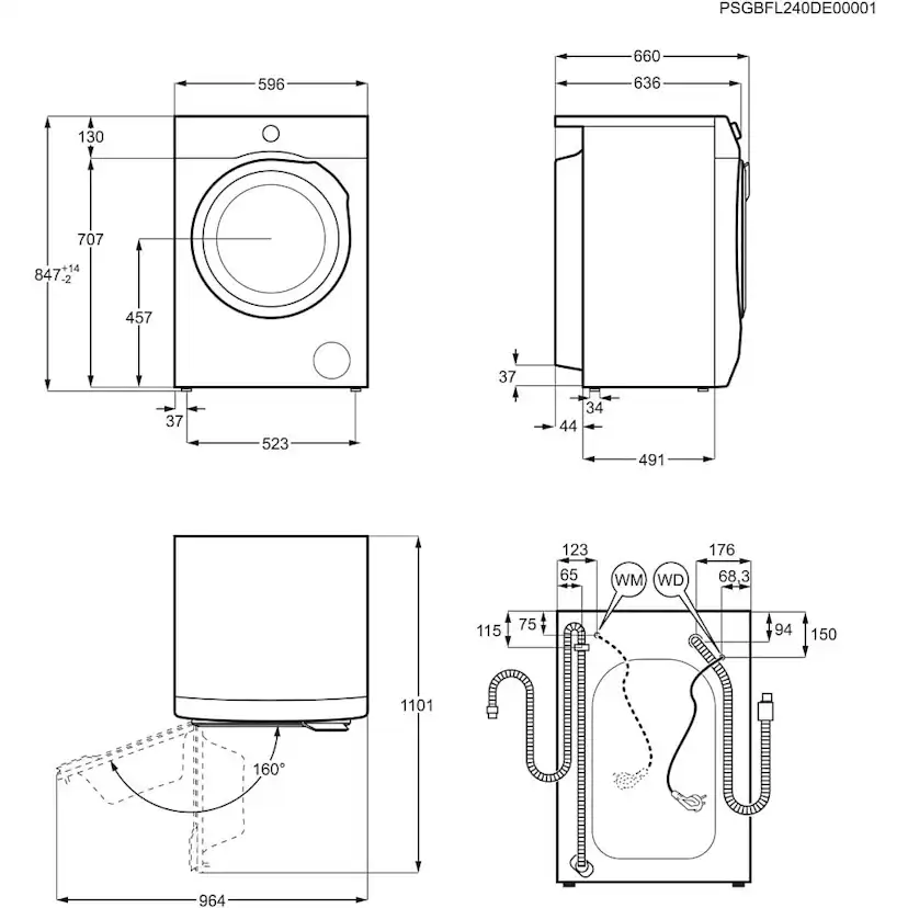 Tvättmaskin med Torktumlare AEG LWR732C96Q ProSteam® Vit
