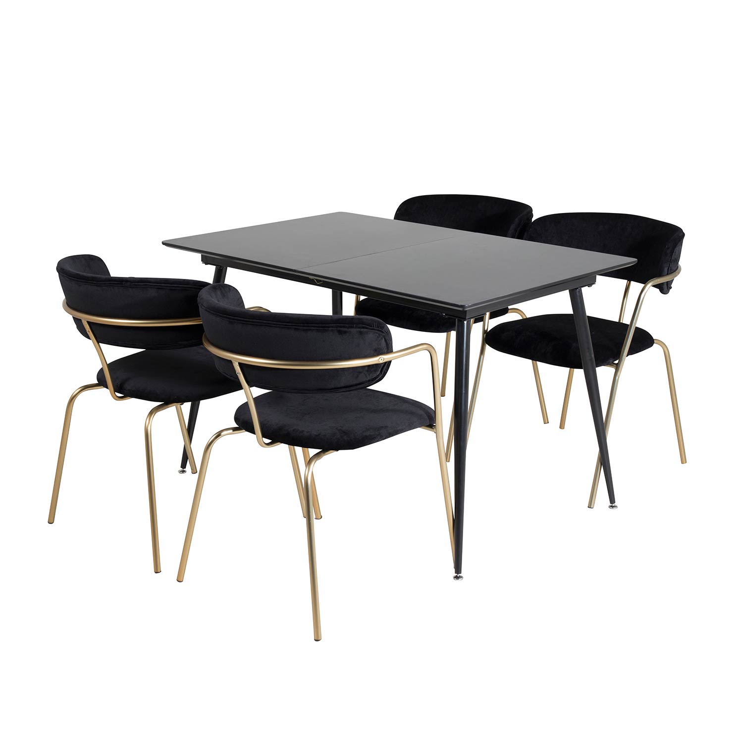 Matgrupp Venture Home Silvia med Iläggsskiva och 4 Aris Karmstolar