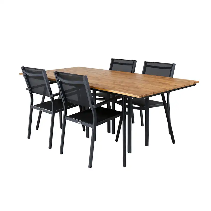 Matgrupp Venture Home Chane med 4 Curz Stapelbara Matstolar