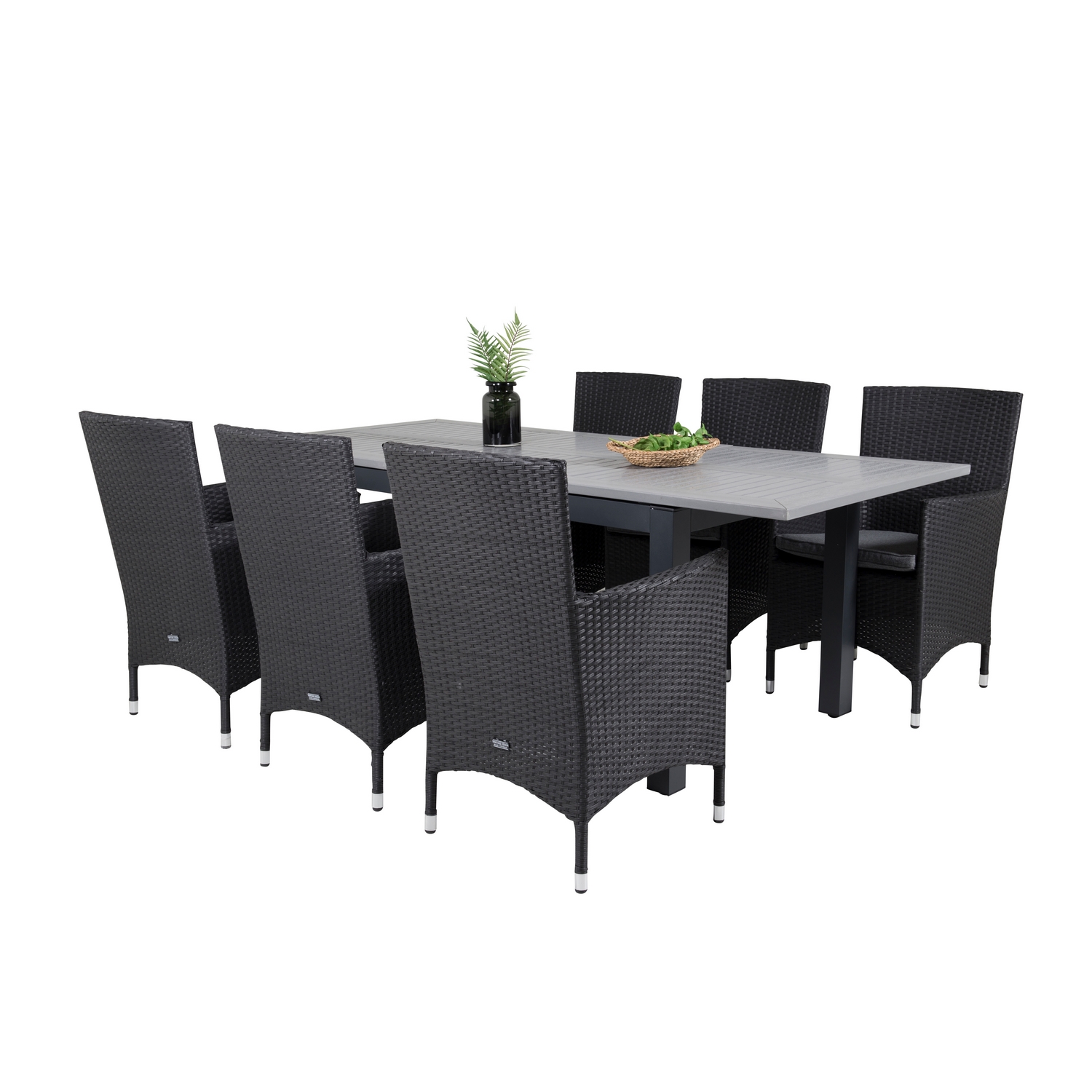 Albany Dining Table 160/240*100 - Svart Alu / Grey Aintwood+ Svart/Grå