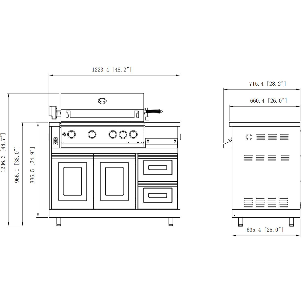 Gasolgrill Myoutdoorkitchen Inox Range med 4 Brännare och Infravärme