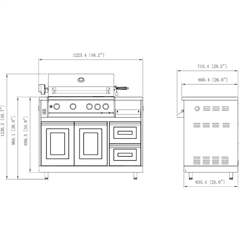 Gasolgrill Myoutdoorkitchen Inox Range med 4 Brännare och Infravärme