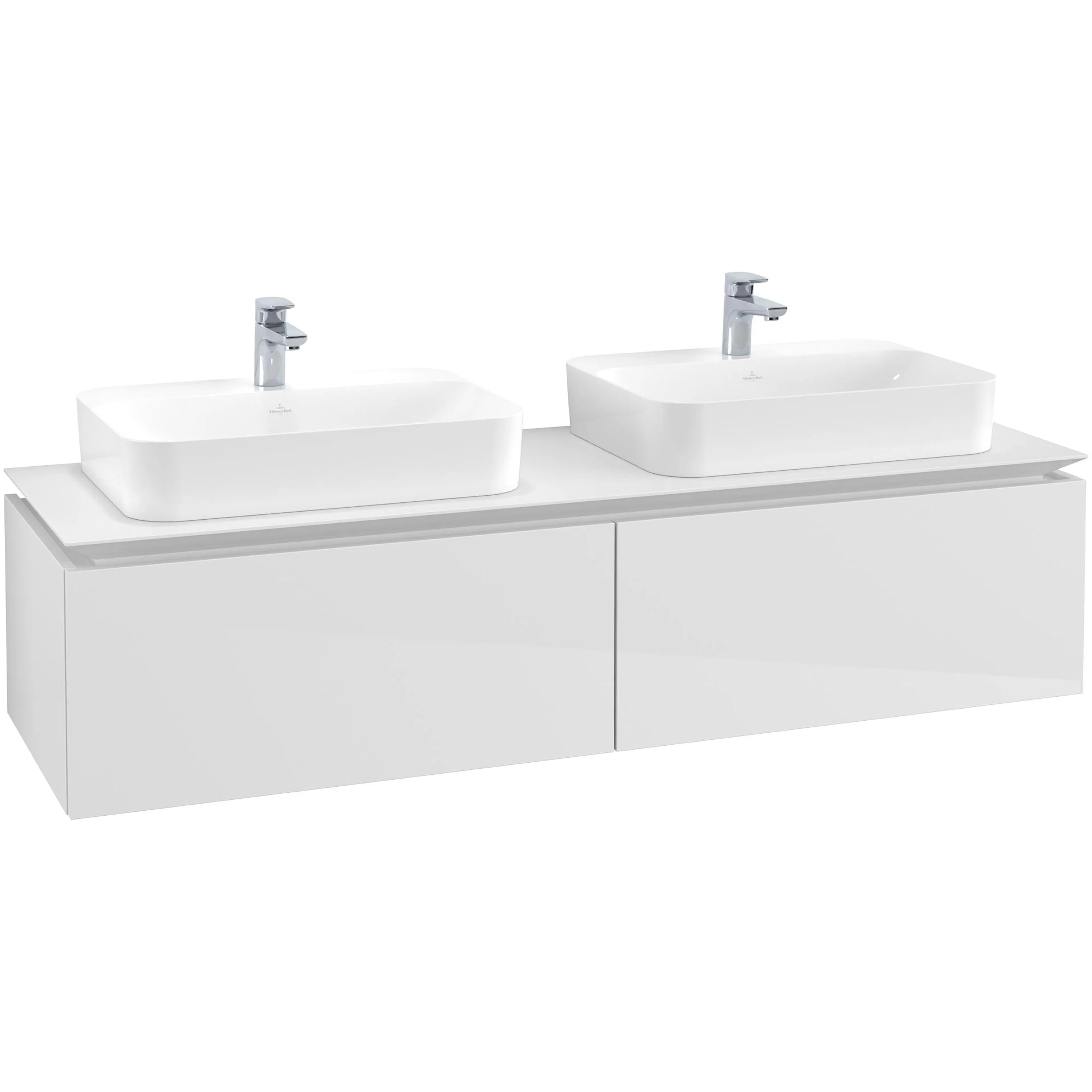 Tvättställsskåp Villeroy & Boch Legato Kompakt 1600 med 2 Lådor för Två Ytmonterade Tvättställ från Finion & Memento