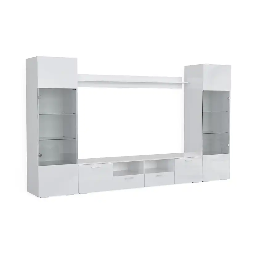 TV-Möbelset In Living Mellon Vit TV-Bänk & Hyllor 260cm