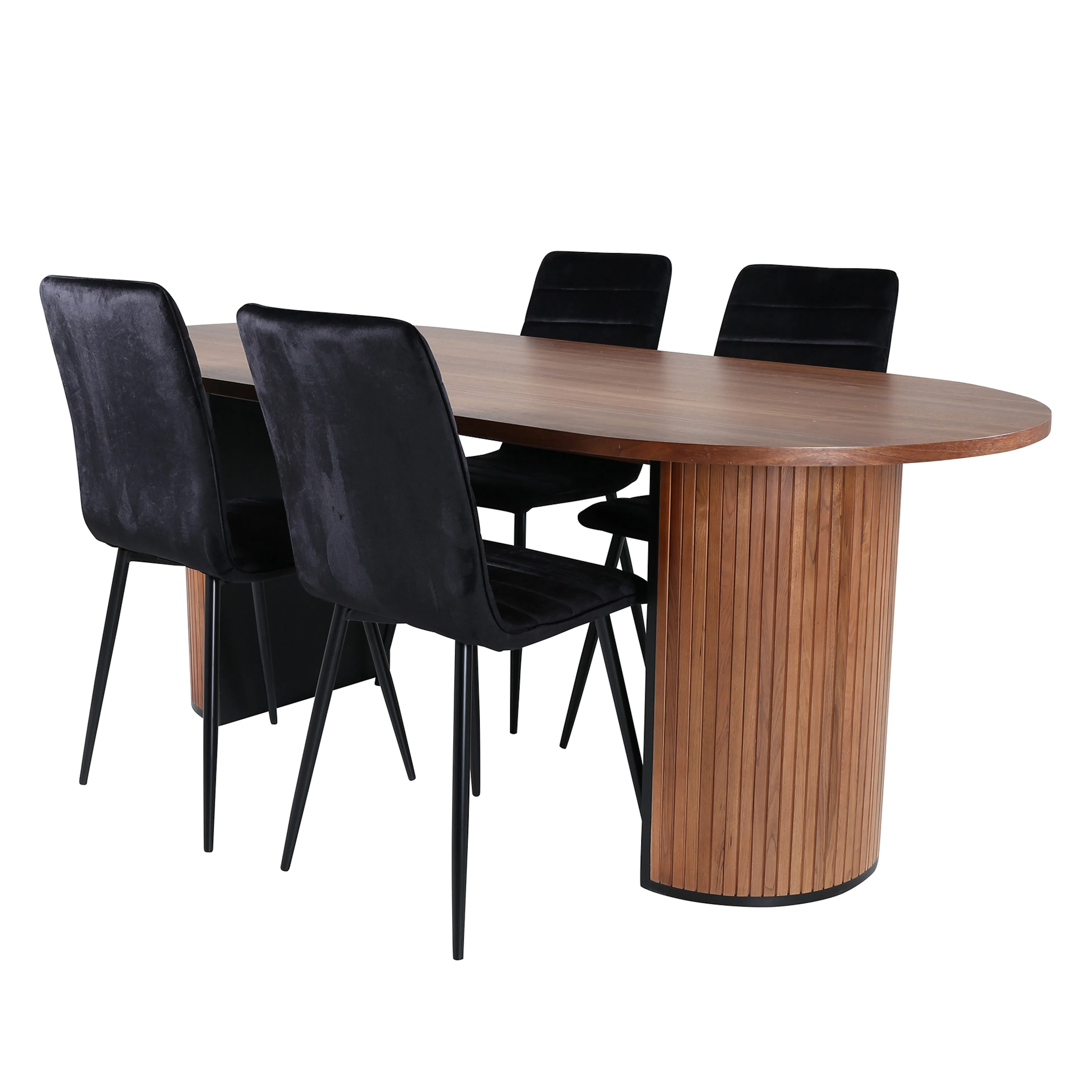 Bianca Oval Dining Table - Walnut / Black Veneer+Windu Lyx C Valnöt