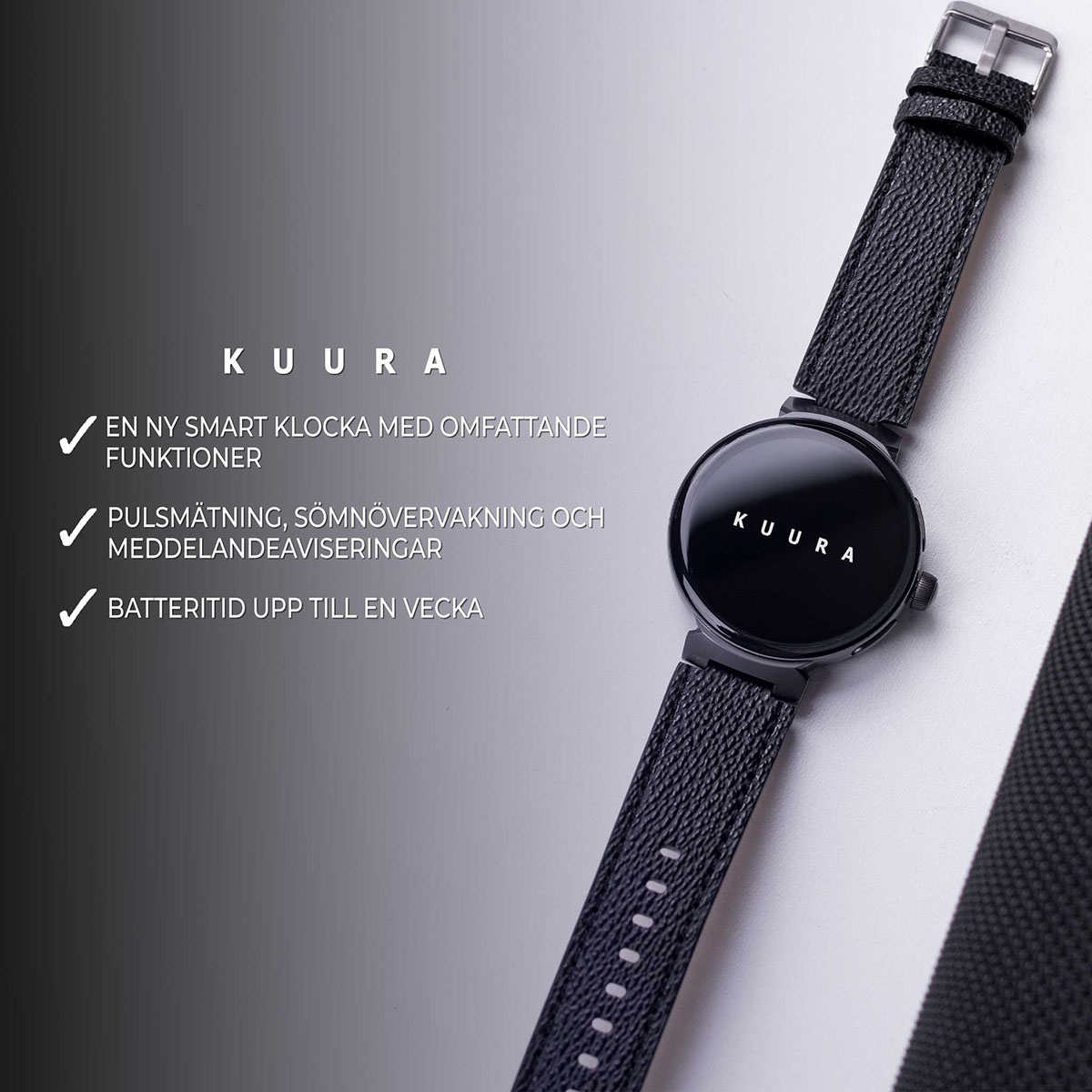 Kuura Smartwatch FM1 V3, Svart Svart