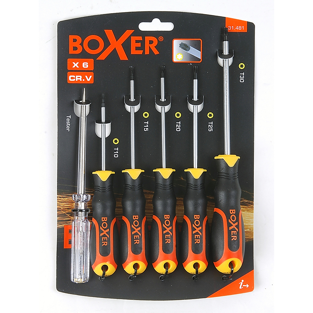 Skruvmejselset Boxer Torx 6-delar