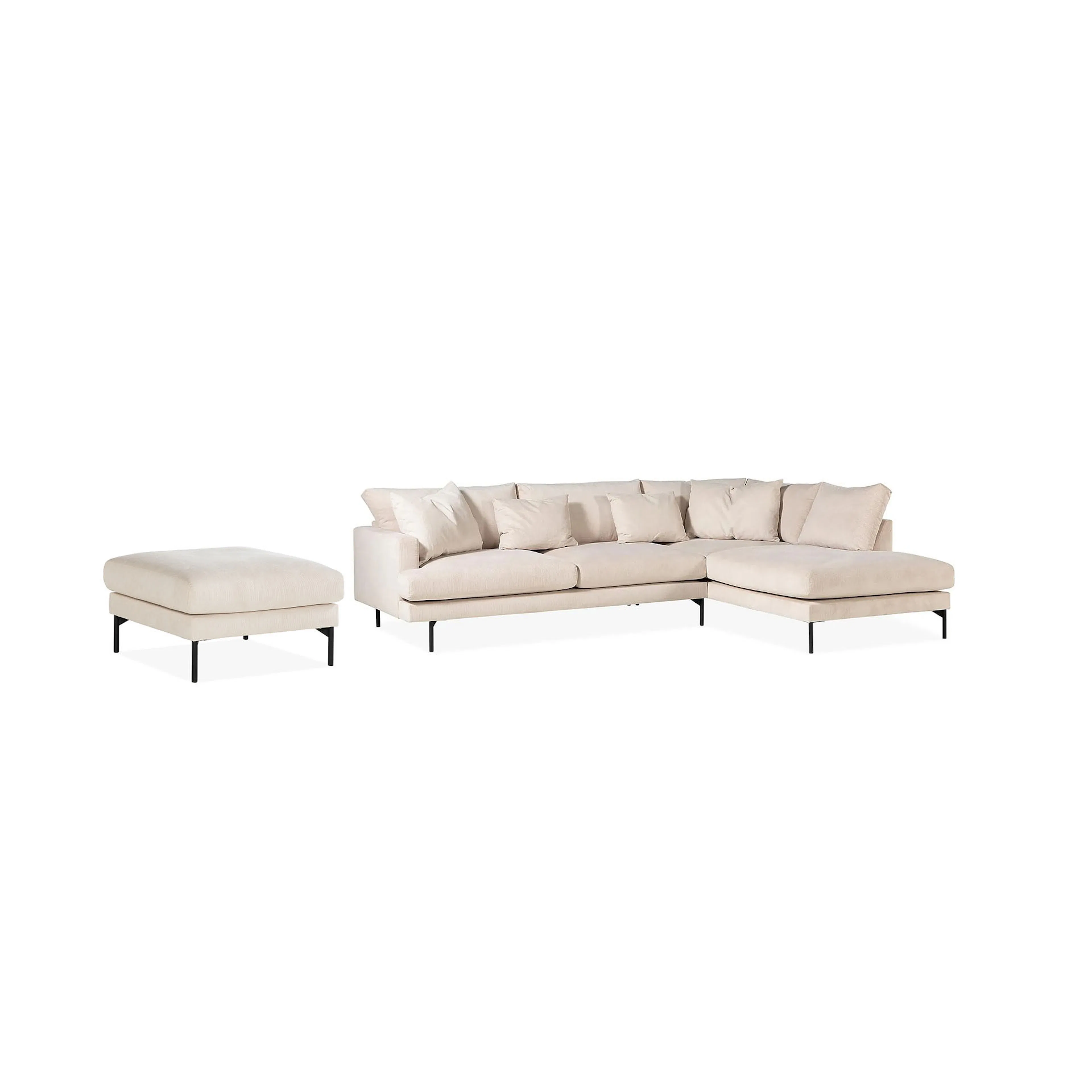 Menard 4-sits Högervänd L-formad Schäslongsoffa + Fotpall i Höger
