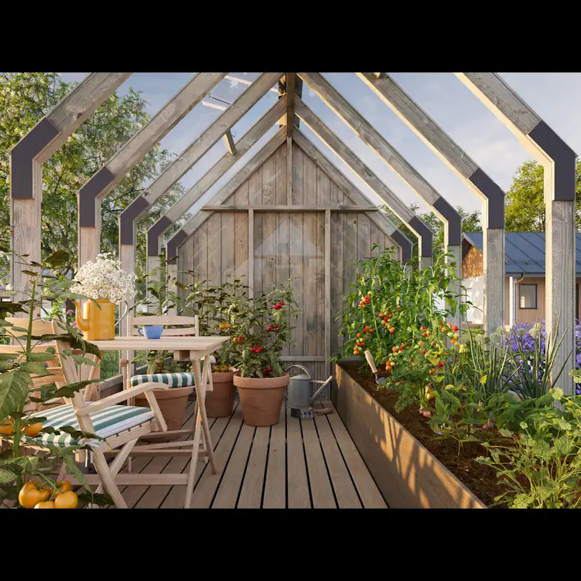 Växthus Palmako Emilia 13,1 m² (inv. 8,2+4,0 m²)