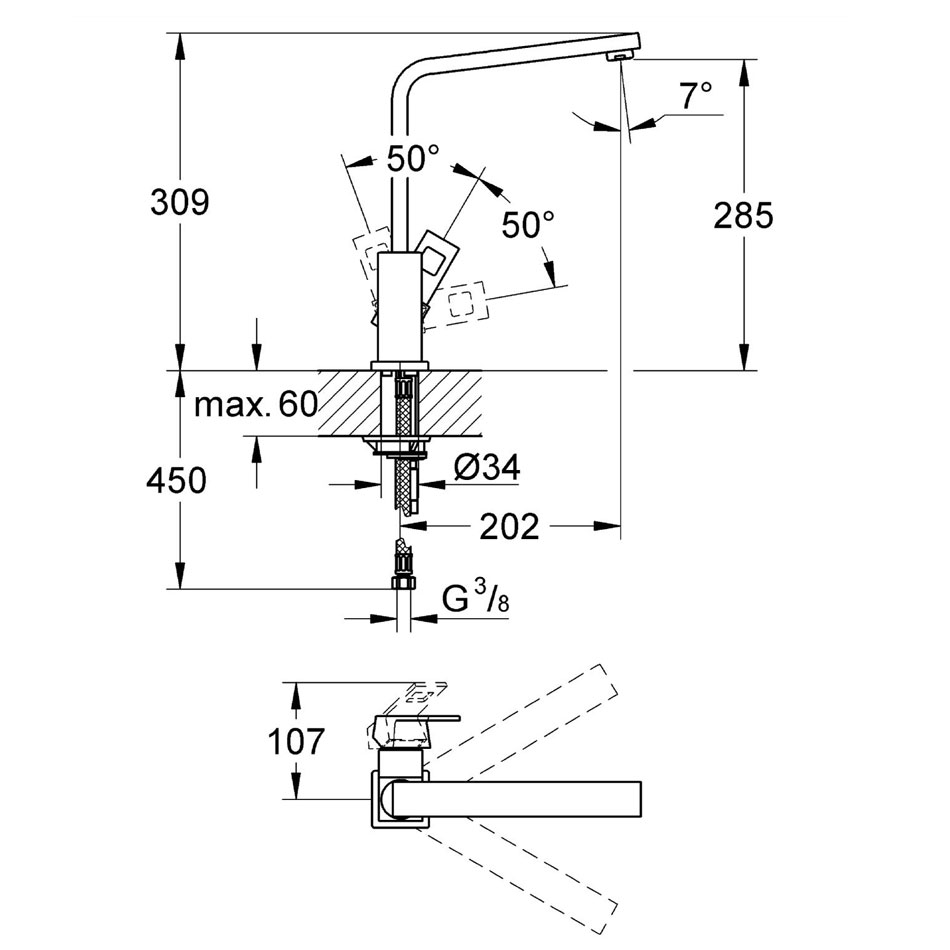 Köksblandare Grohe Eurocube 31255