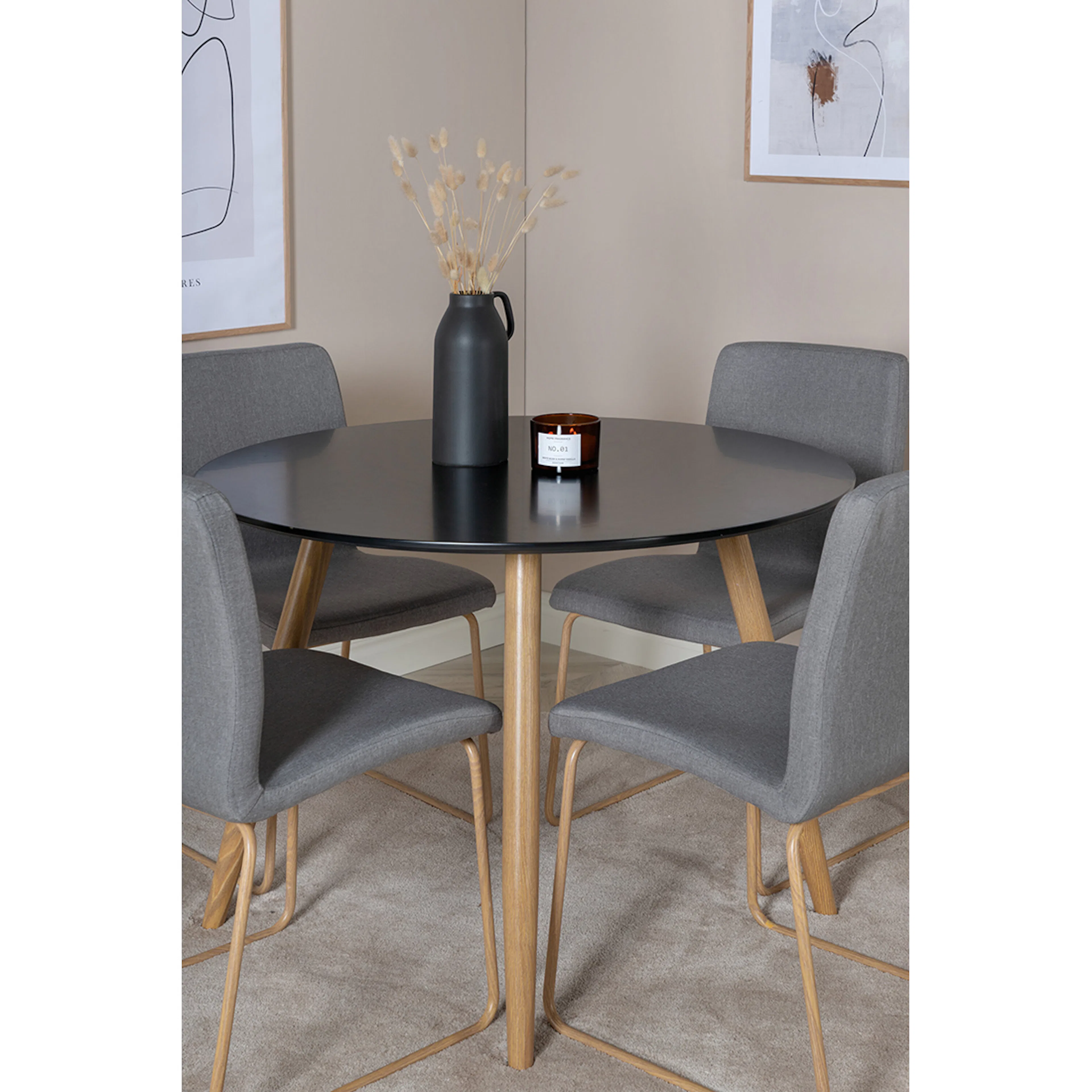 Matgrupp Venture Home Plaza Ø100 cm med 4st Mace Matstolar