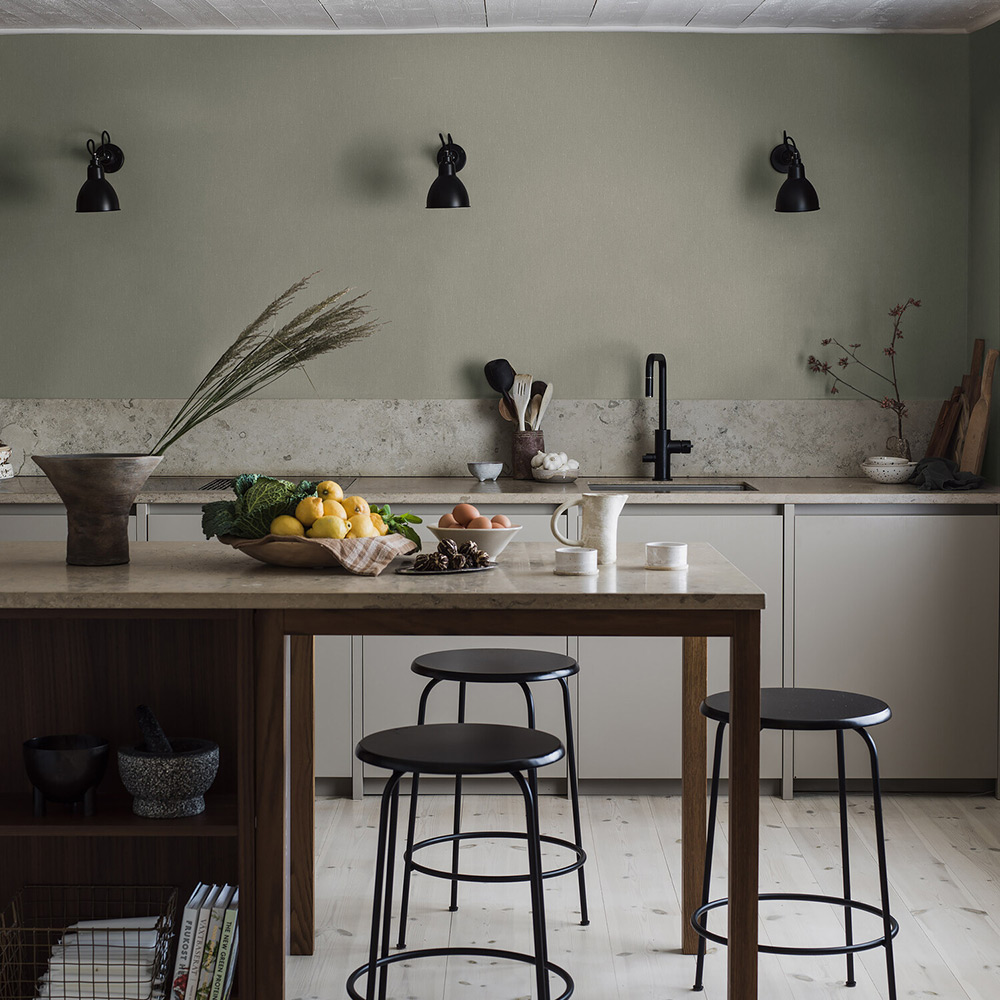 Tapet Boråstapeter Linen Bay Leaf 4333 EasyUp, Enfärgad Grön
