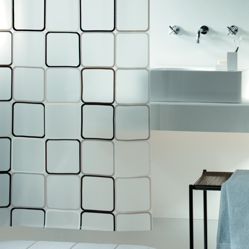 Duschdraperi Spirella Frame black 180x200