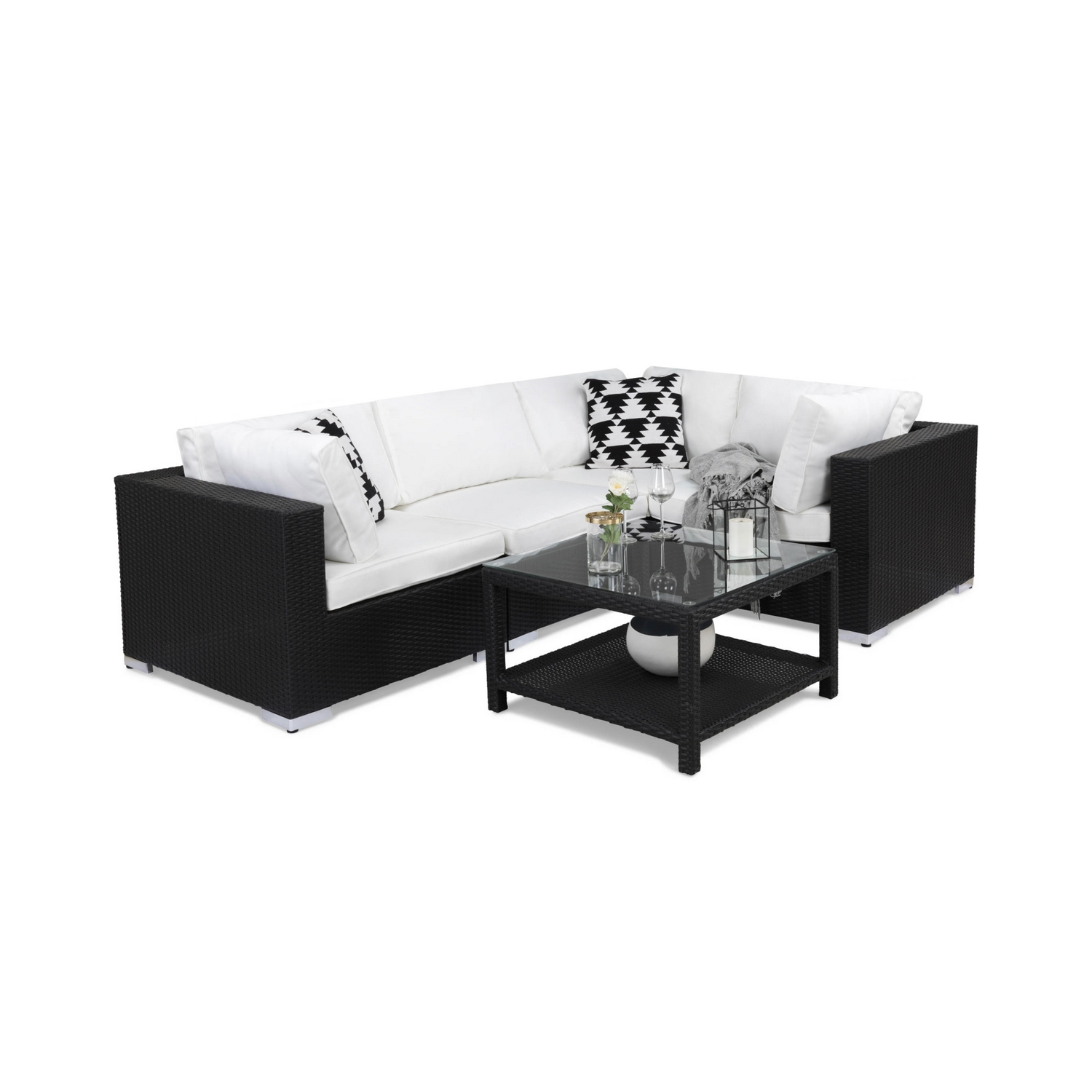 Loungegrupp Comfort Garden Bahamas 4-sits Hörn och Utebord 75x75 Utomhus
