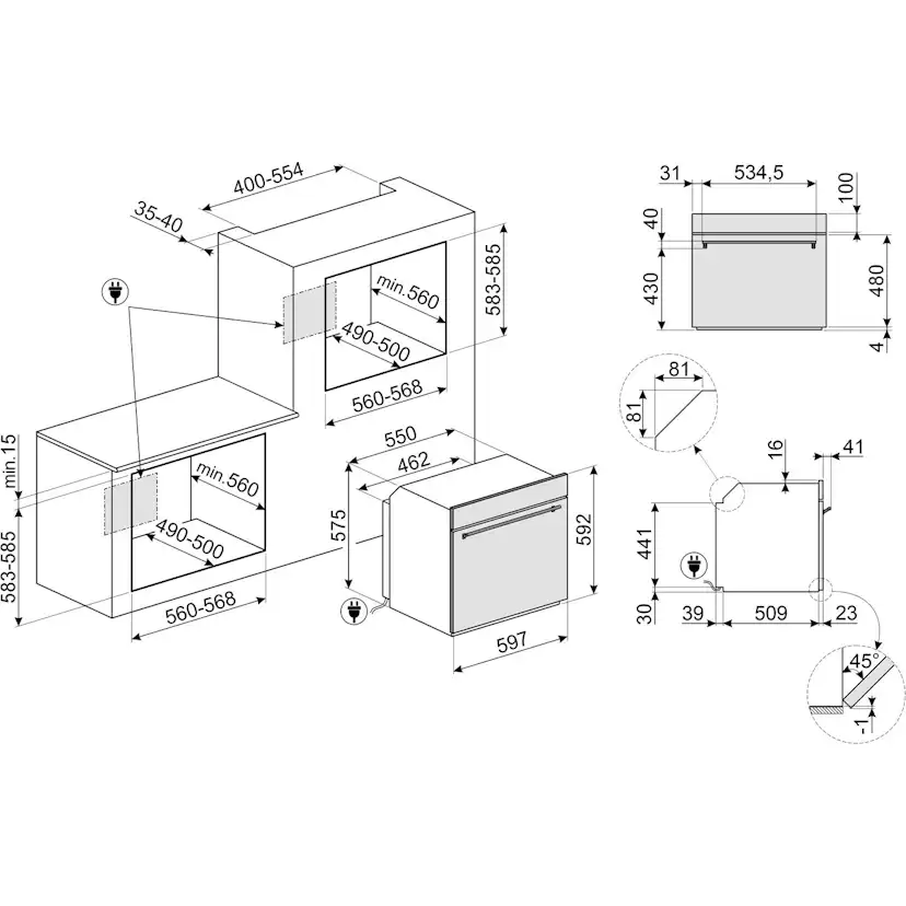 Inbyggnadsugn Smeg - SF6300TVX, Rostfri