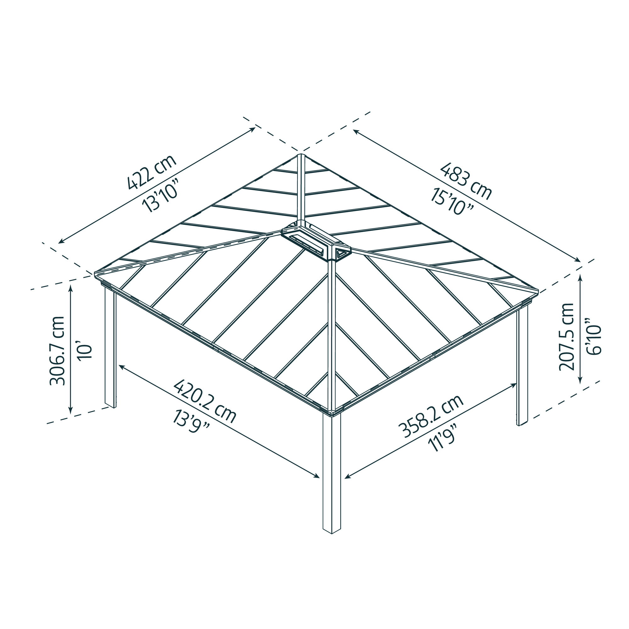 Carport Canopia by Palram Colorado Metall Dubbel Apex 4,3 X 5 m