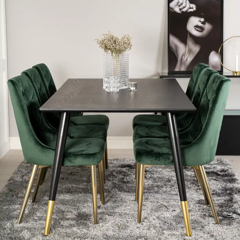 Matgrupp Venture Home Dipp med 6 Velvet Deluxe Stolar