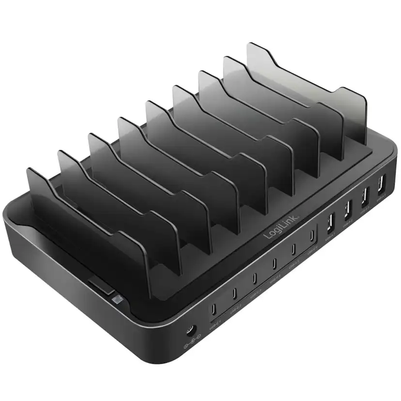 Laddstation LogiLink 10 Portar 6 st USB-C + 4st USB-A PD/QC3.0 120W