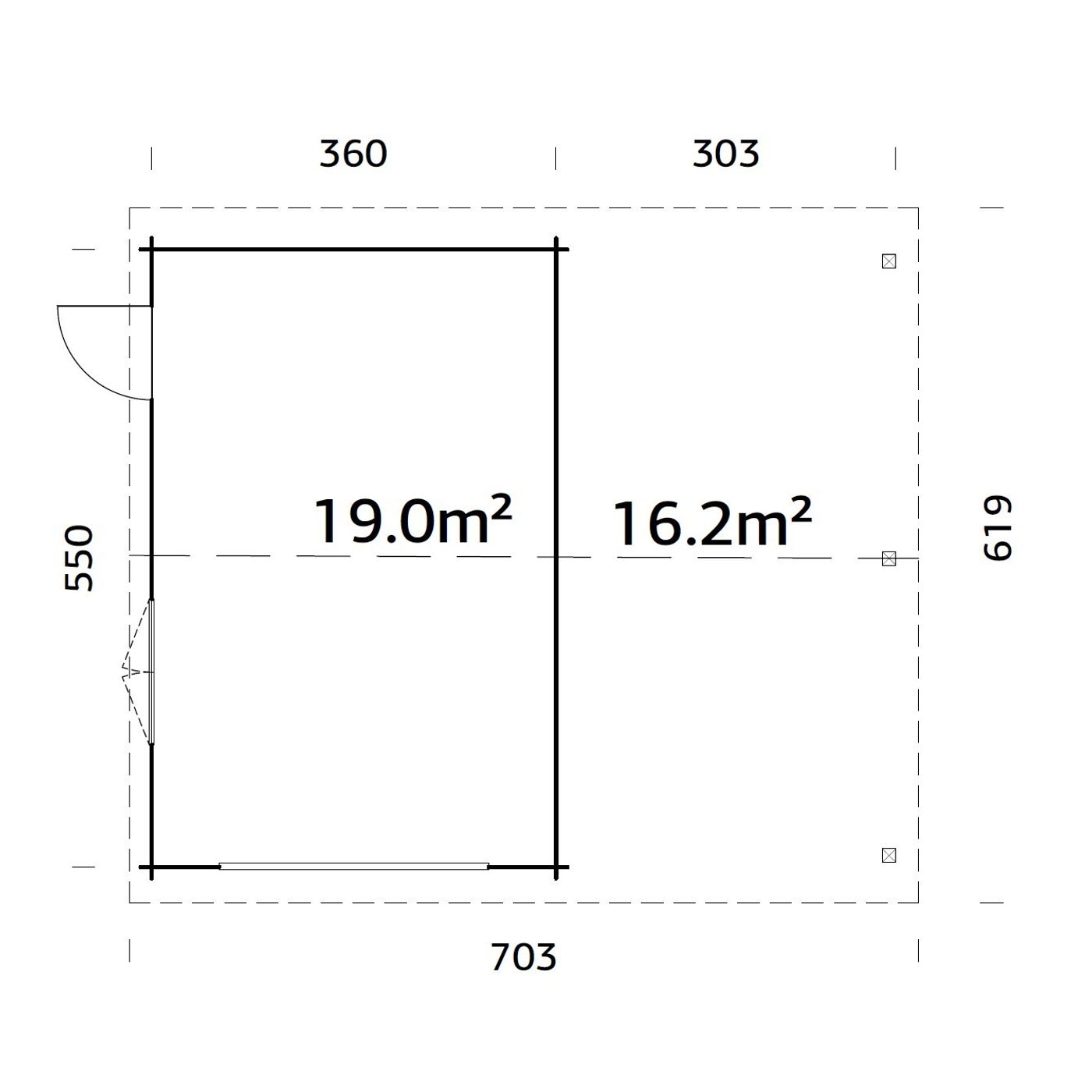 Roger 19,0+16,2 m2 kit WTDIP Impregnerad transparent