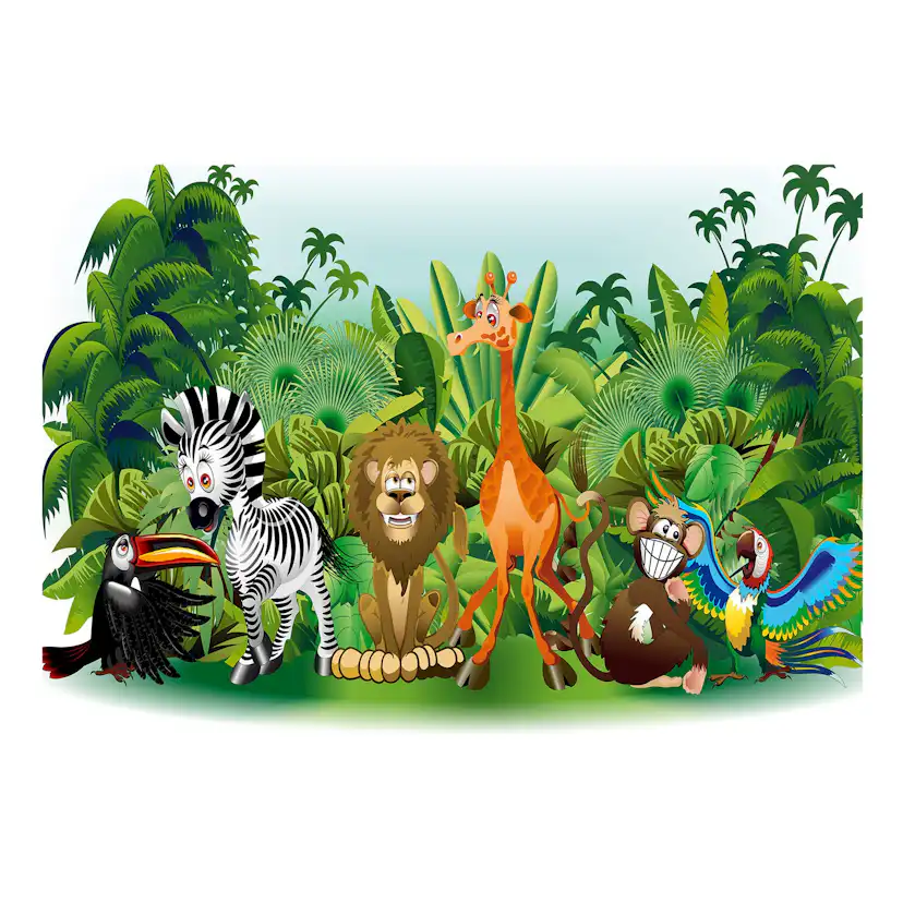 Fototapet Arkiio Självhäftande Jungle Animals