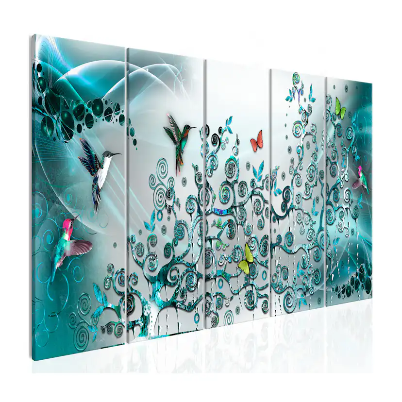Tavla Arkiio Hummingbirds Dance 5 delar Turkos