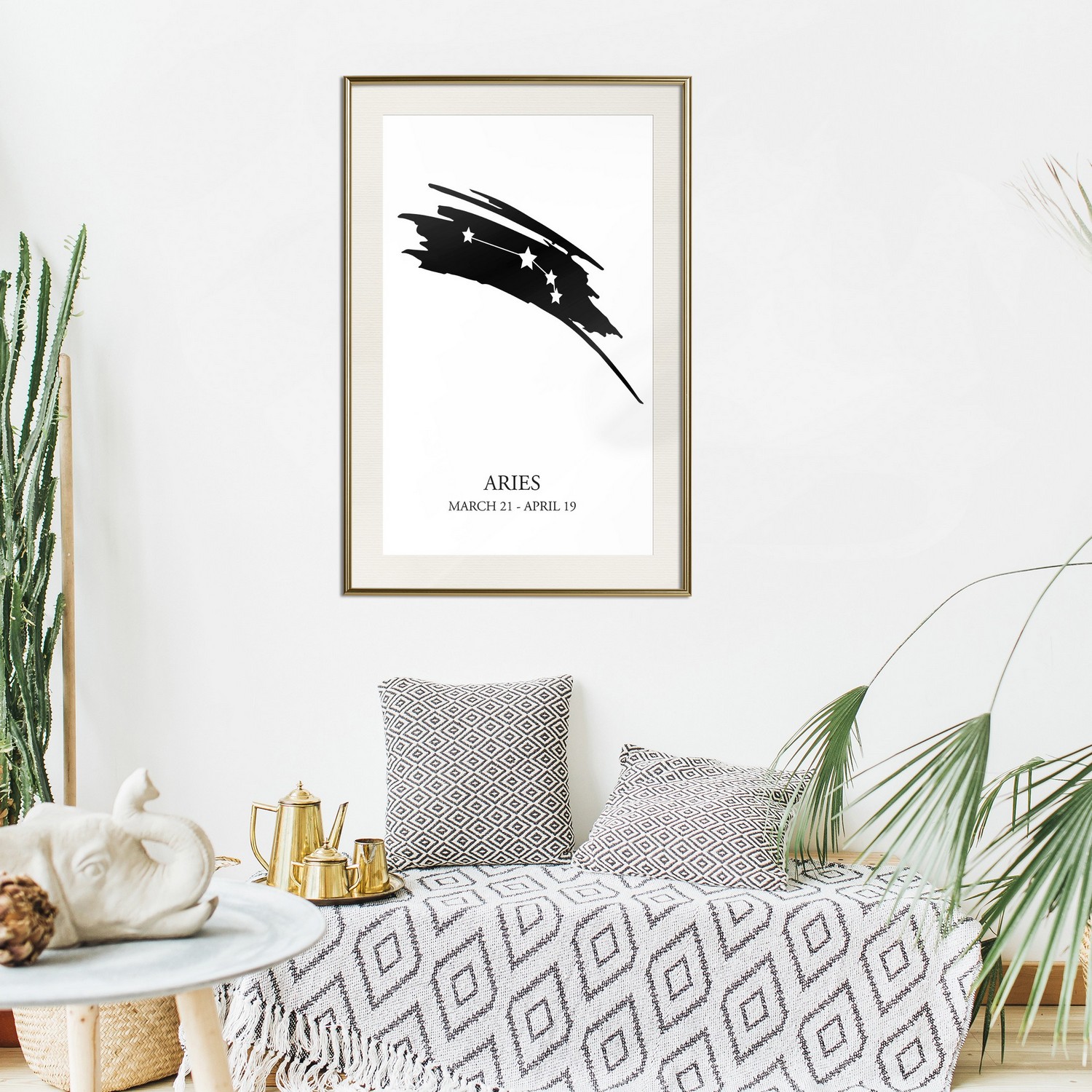 Affisch - Zodiac Signs: Aries [Poster] 30x45 Guld ram med passepartout, 30x45 cm