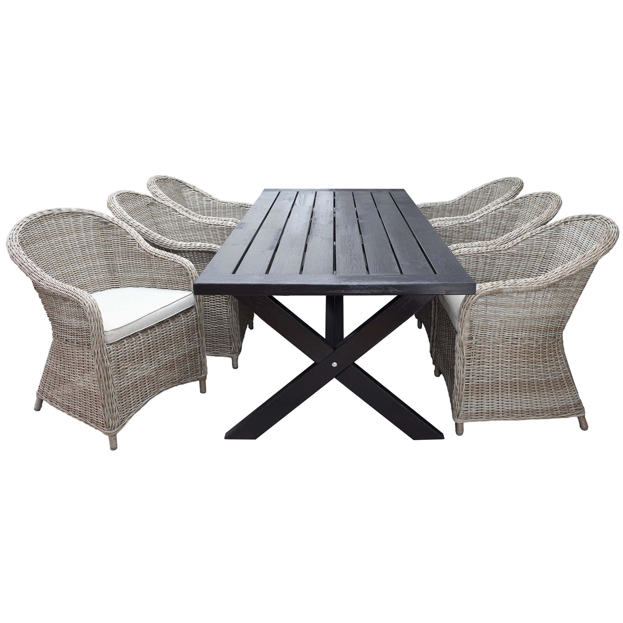 Matgrupp Utomhus Baltic Garden 220 cm bord & 6 Belize naturfärgade stolar