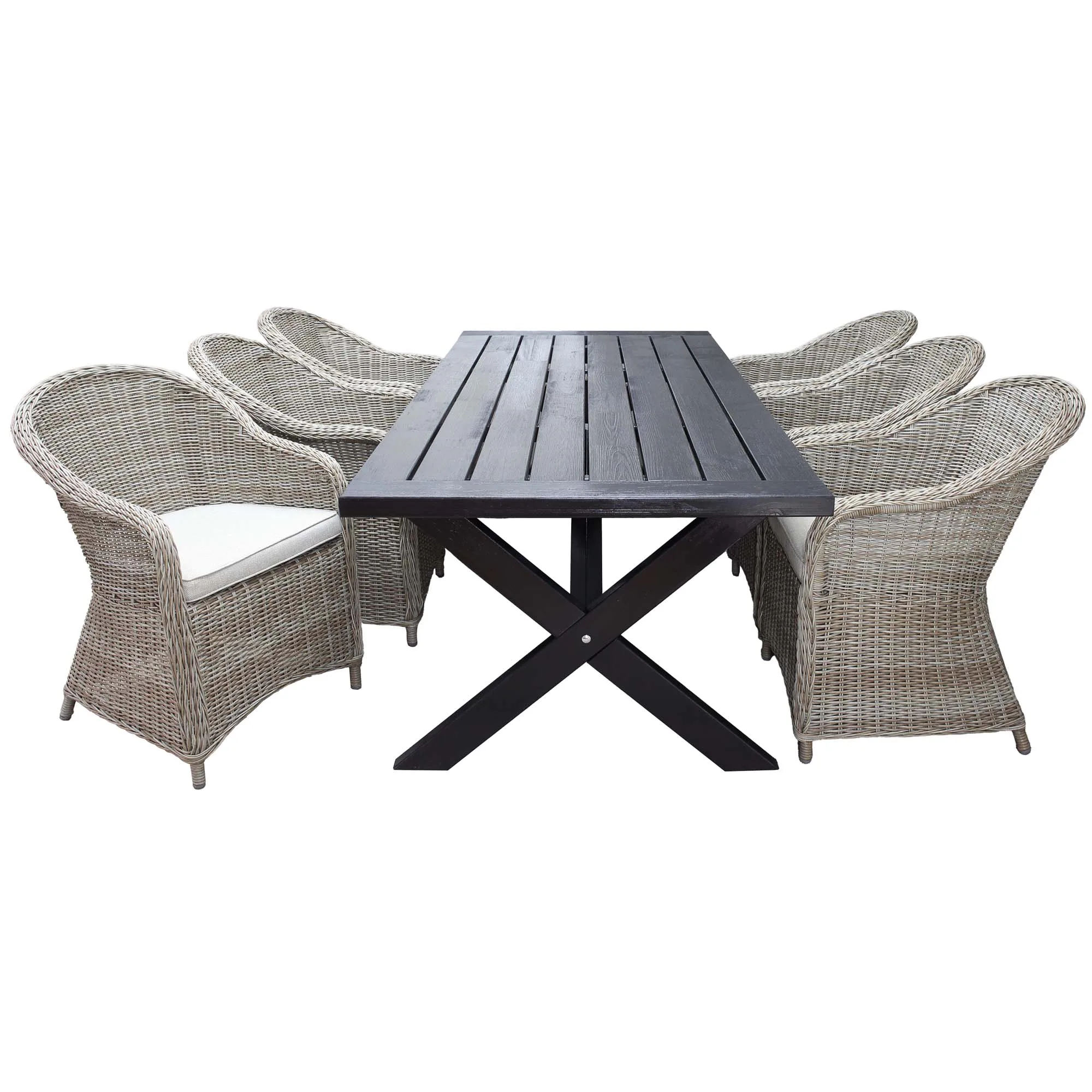 Matgrupp Utomhus Baltic Garden 220 cm bord & 6 Belize naturfärgade stolar