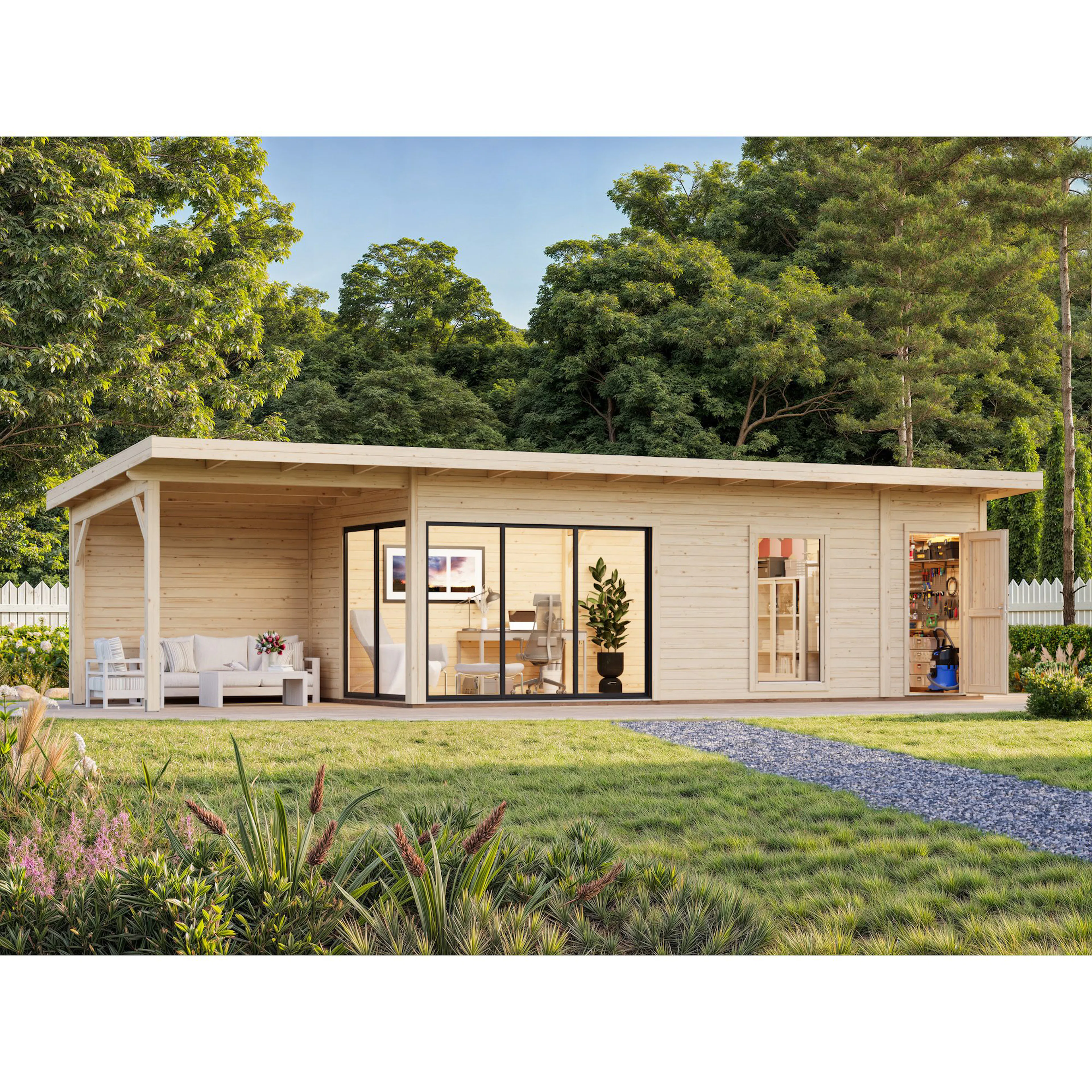 Stuga Palmako Andrea 30,4 m² Slide Plus (inv. 21,1+7,9 m²)