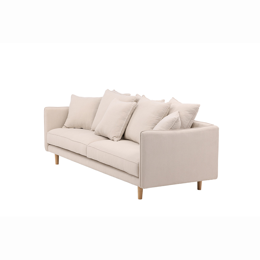 Soffa Vind Segelskären Beige 3-Sits med Tallben & Linnekuddar