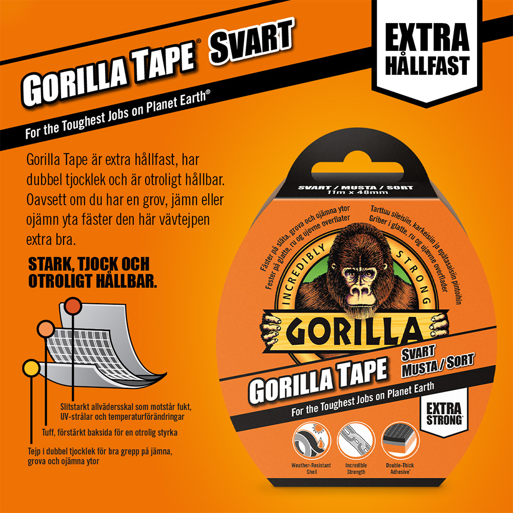 Tejp Gorilla Tape Svart 11mx48mm