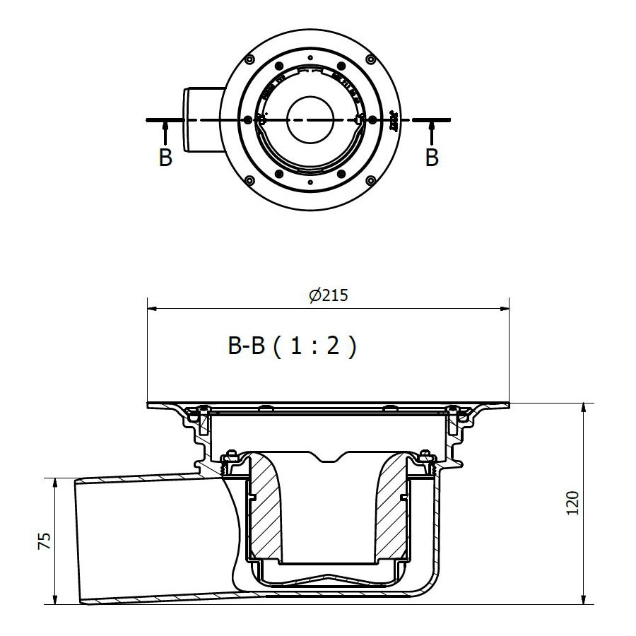 Golvbrunn Purus S-Serie Oden Ø75 mm
