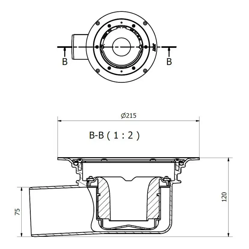 Golvbrunn Purus S-Serie Oden Ø75 mm