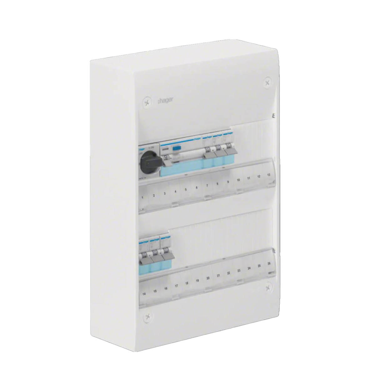 Plastkapsling Hager Gamma Förmonterad Bestyckad med HB, JFB, DVB