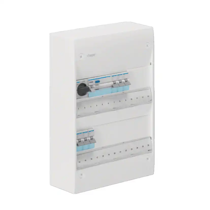 Plastkapsling Hager Gamma Förmonterad Bestyckad med HB, JFB, DVB