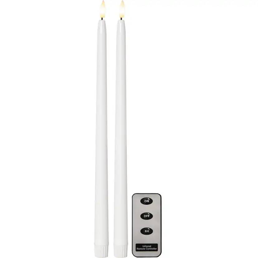 Antikljus Star Trading 2p Flamme Slim38 cm Vit